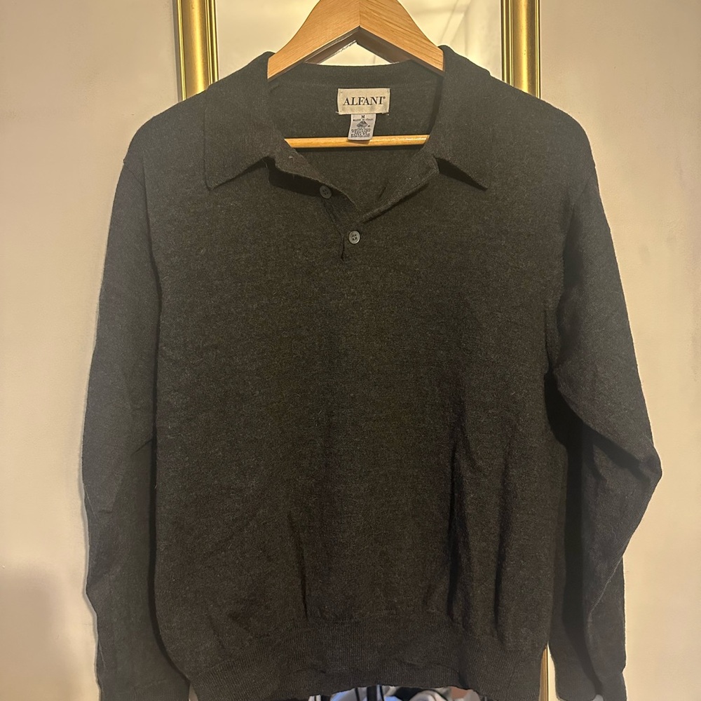 Alfani Charcoal 100% Merino Wool Sweater